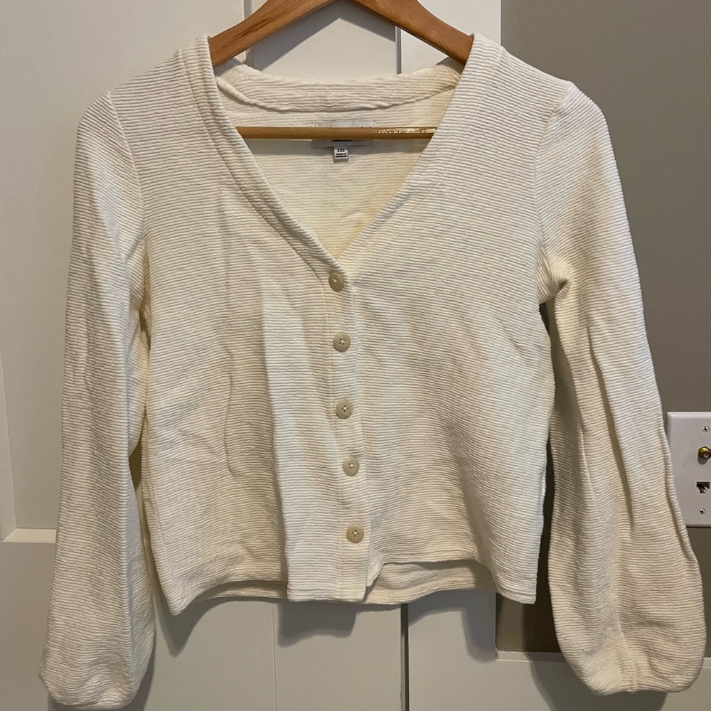 Madewell Texture & Thread Bubble Sleeve Cardigan